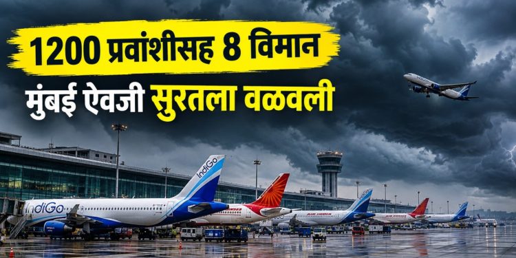 मुंबईत वादळी हवामानाचा विमानसेवेला फटका; १,२५५ प्रवाशांसह विमाने सूरतला वळवली
