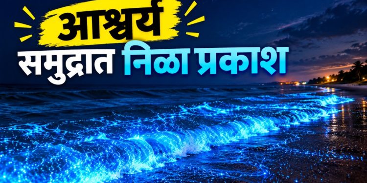 समुद्रात निळा प्रकाश; नेमके रहस्य काय? महाराष्ट्रातल्या या समुद्रकिनाऱ्यावर घडली घटना